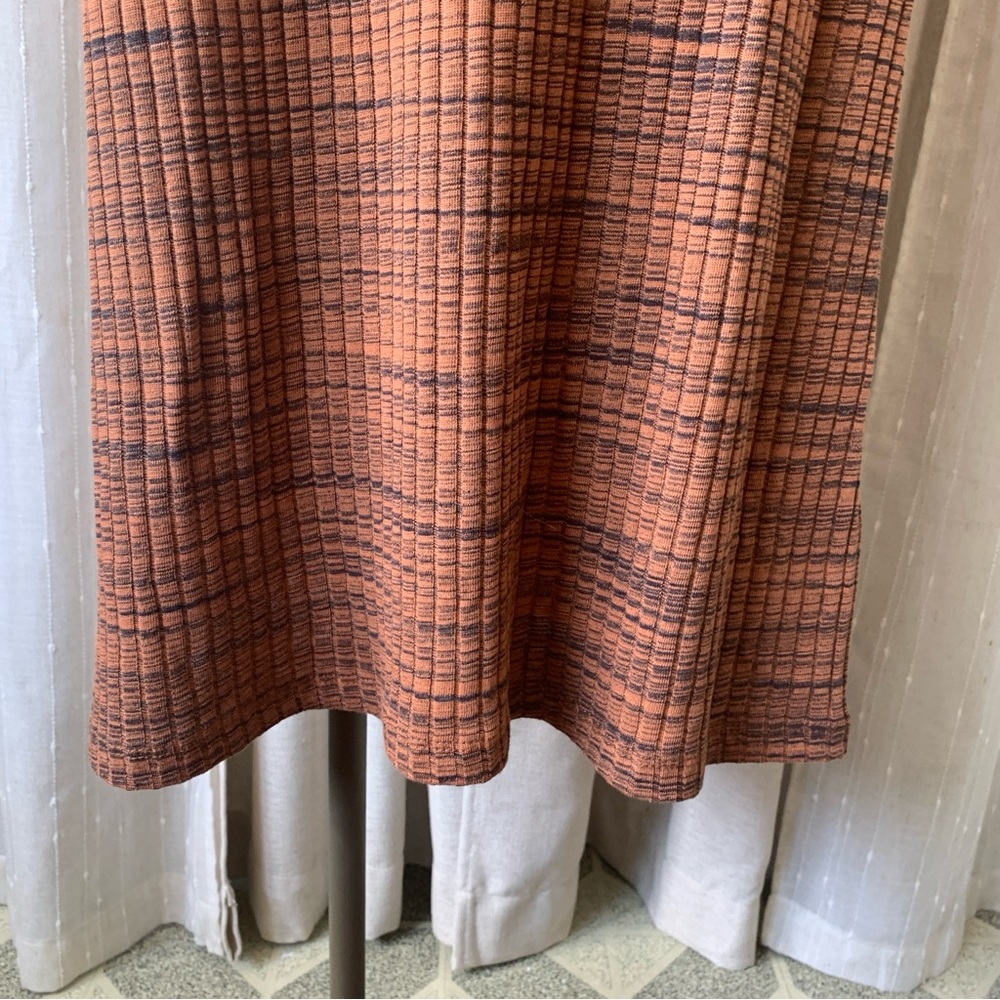 ZARA RUSTY ORANGE OPEN SHOULDER MAXI SLEEVED RIBBED DRESS M - Picture 4 of 10